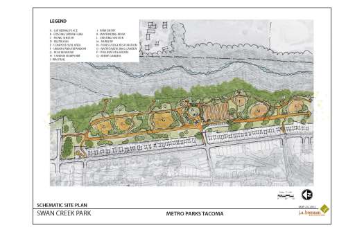 J.A. Brennan completed schematic design for Swan Creek Park Phase 1.